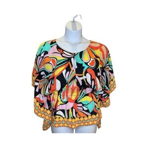 BOLD elements Multicolor Abstract Women's Blouse Boho Kimono style size M